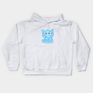 Blue pastel watercolor baby elephant Kids Hoodie